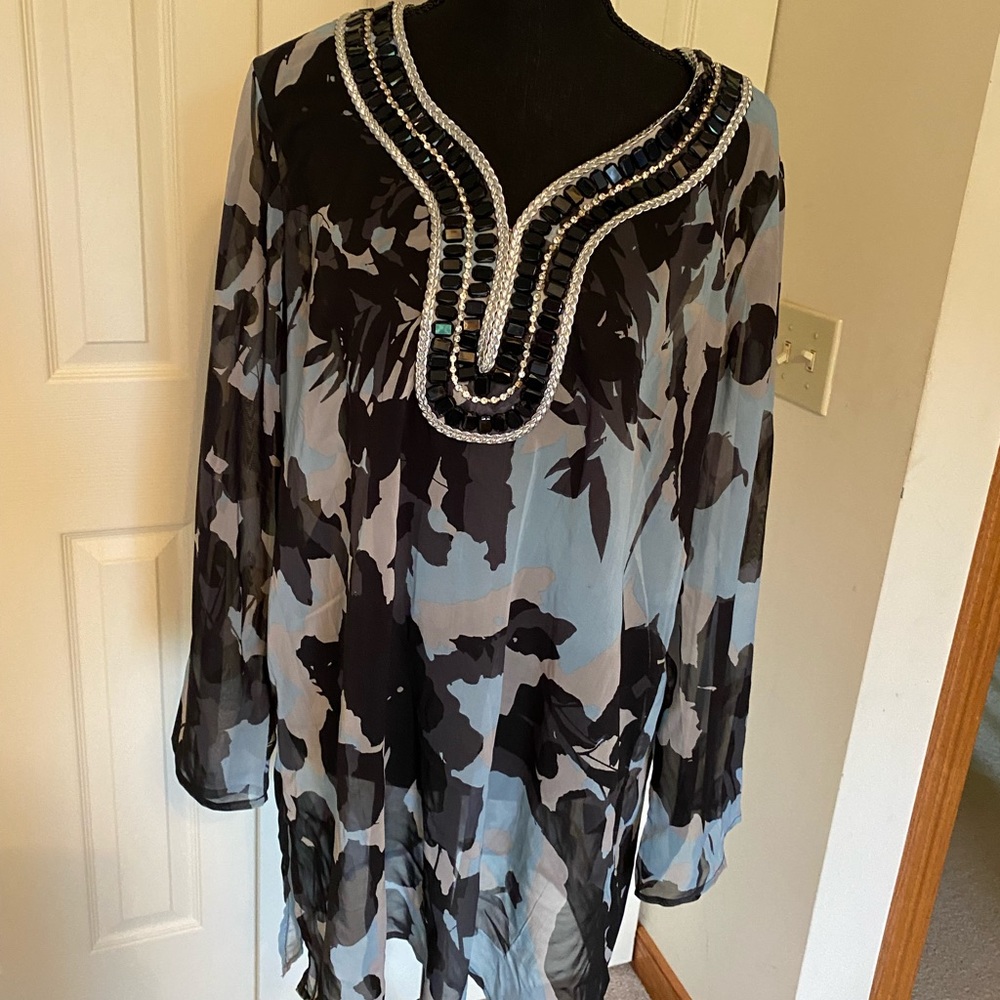 Jewel-neck, XL, cover-up